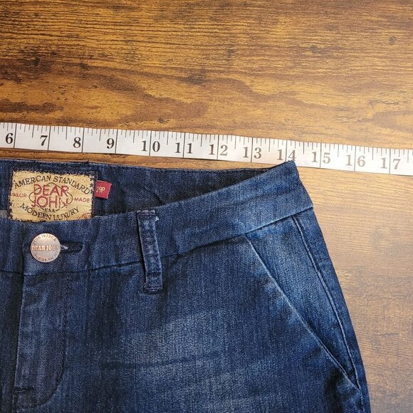 Dear John Jeans 29 P Trouser Flare Mid Rise Blizzard Dark Wash Stretch Denim - Picture 7 of 12